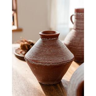 红陶罐手工粗陶多肉花盆花瓶花盆陶罐瓦罐新型中国风古法制作干花