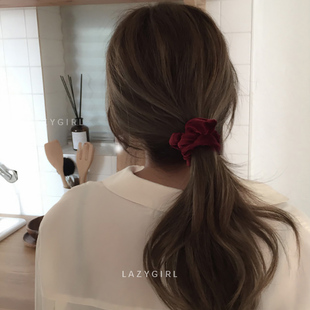 日常简约发圈~丝绒秋冬高弹扎马尾皮筋ins博主同款后脑勺盘头发饰