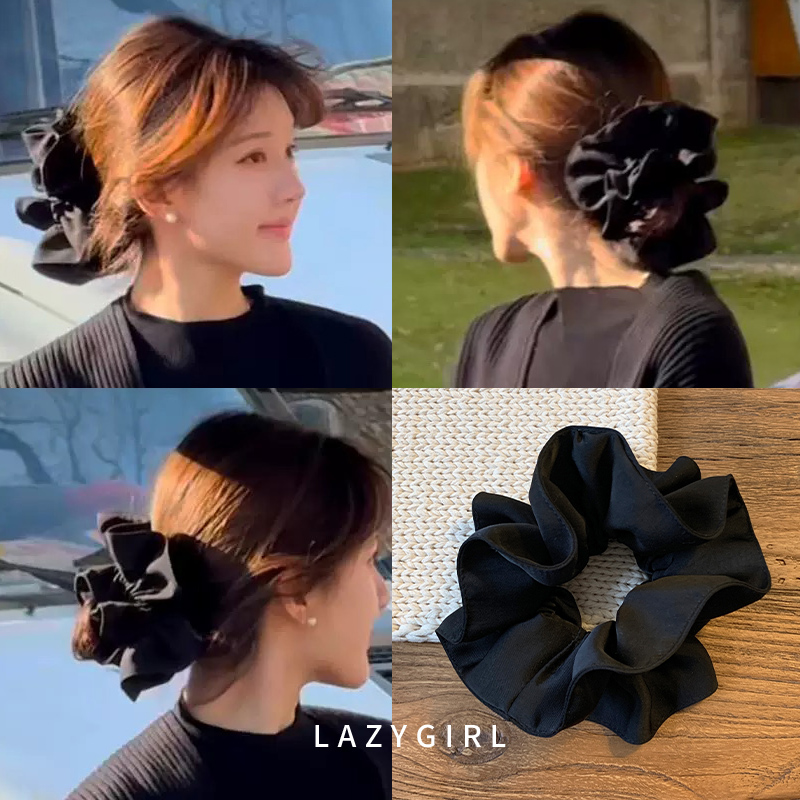 赵露思同款黑色缎面发圈2025新款