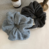 头饰ins博主同款 蓝灰色系 气质温柔丝绒发圈高级感洋气韩国时尚 新