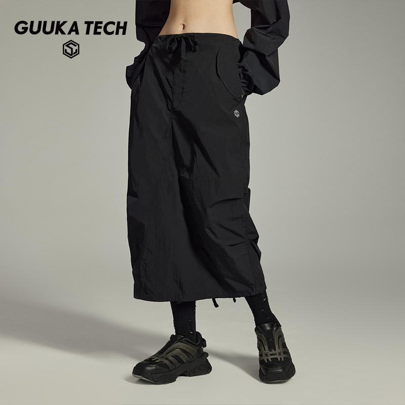 GuukaTech机能工装降落伞半身裙