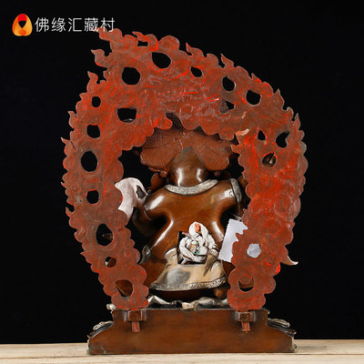 二臂玛哈嘎拉铜像尼泊尔手工铜镀A银10寸家居摆件装饰佛堂铜像摆