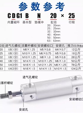 SMC机械手迷你气缸CDG1BN20/25/32/40/50/635075100Y150200Z