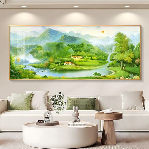 山水画背有靠山客厅装饰画沙u发背景墙挂画轻奢高级感2024新款油