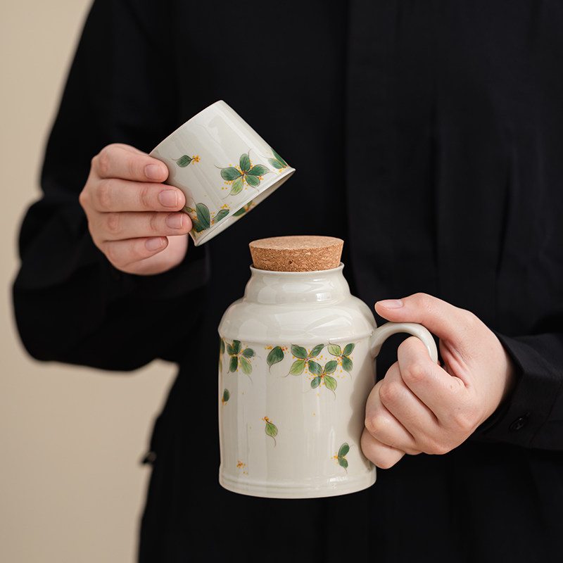 陶瓷手绘小暖壶家用轻n奢陶瓷泡茶杯中式功夫茶具2025新款喝水杯