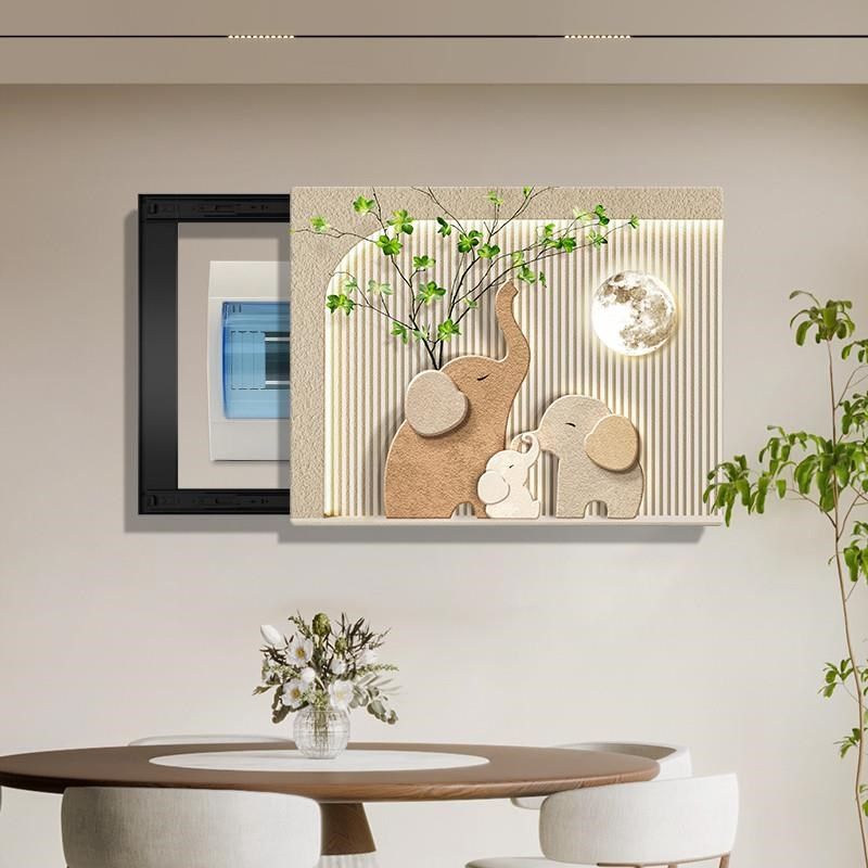 大象餐厅b装饰画超薄电表箱画饭厅配电箱画电表盒电闸开关遮挡挂a,家居饰品,现代装饰画,淘宝优惠券,粉丝福利购,淘宝优惠卷