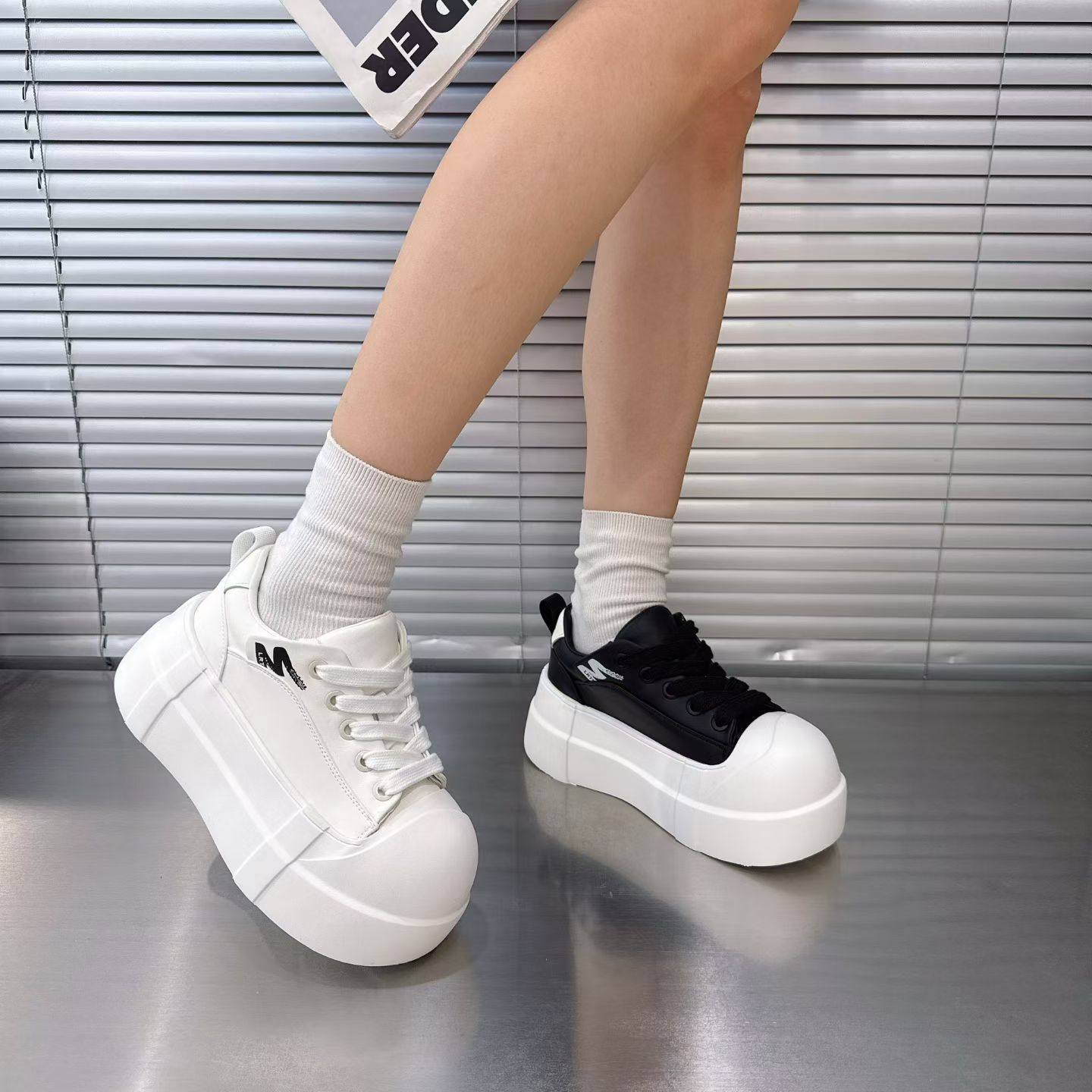 青春营2025年早秋新款真皮厚底小白鞋女增高松糕鞋百搭休闲运动鞋