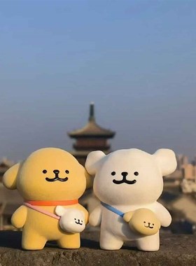 线条小狗我俩世界要好盲盒手办车载桌面摆件M可爱女生闺蜜七夕礼