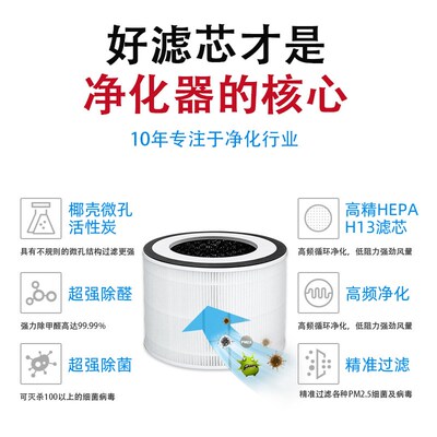 适配美国Levoit空气净化o器Core 300滤网300S/P350/RAC/P滤芯RF-P