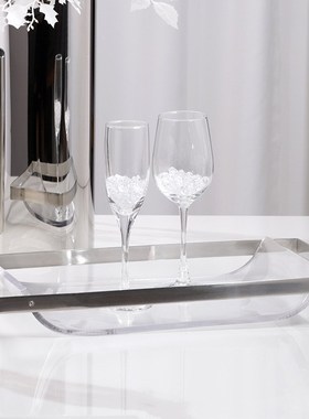 现代轻奢亚克力透明托盘长方形B收纳盘样板间餐厅客厅家居装饰品