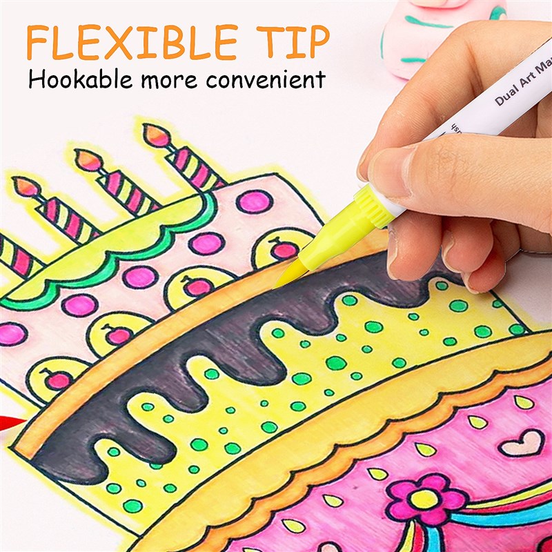 120 Colors Fine and Brush Dual Tips IColouring Pens Felt Tip