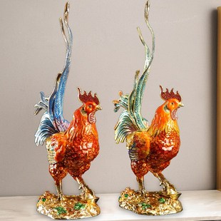 珐琅彩大吉大利合金公鸡摆件客厅玄G关办公室店铺乔迁装饰品摆件