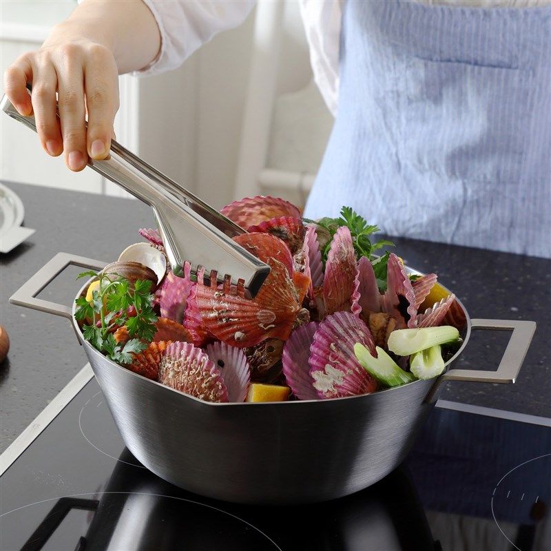 韩国直邮起h床啦阿茶同款cookever不锈钢带盖煎锅炒锅汤锅奶锅