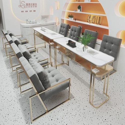 中闽芸尚经济吸尘器美甲桌椅套装单双三人美N甲台全套大岩板修甲