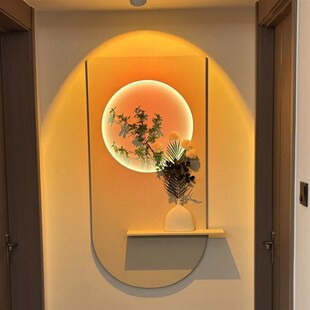 奶油风格入口大厅装饰画夕阳灯画走E廊过道砂岩现代立体纹理画光