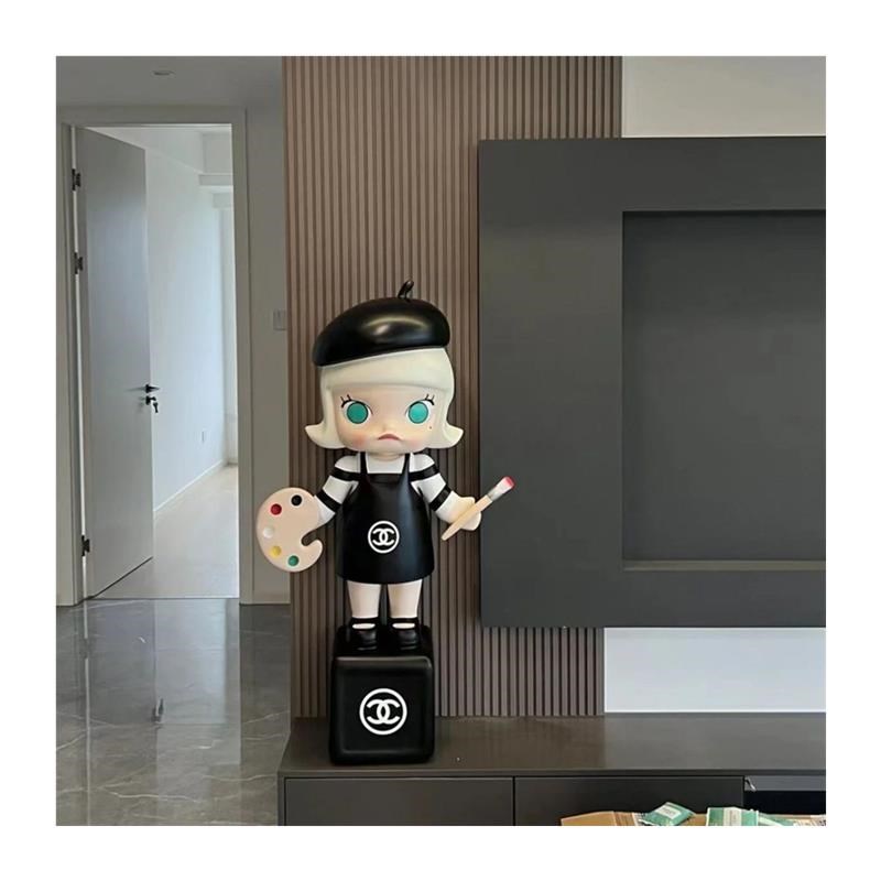 茉莉沙发旁电视柜落地大摆件潮玩手办小画家居客S厅商场店铺装饰