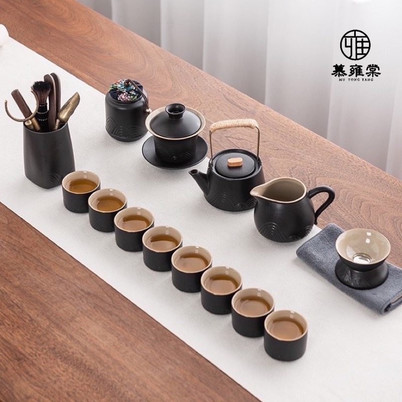 整套茶杯禅风黑陶功夫茶具套装家用客厅陶瓷茶壶轻奢高档办公送礼