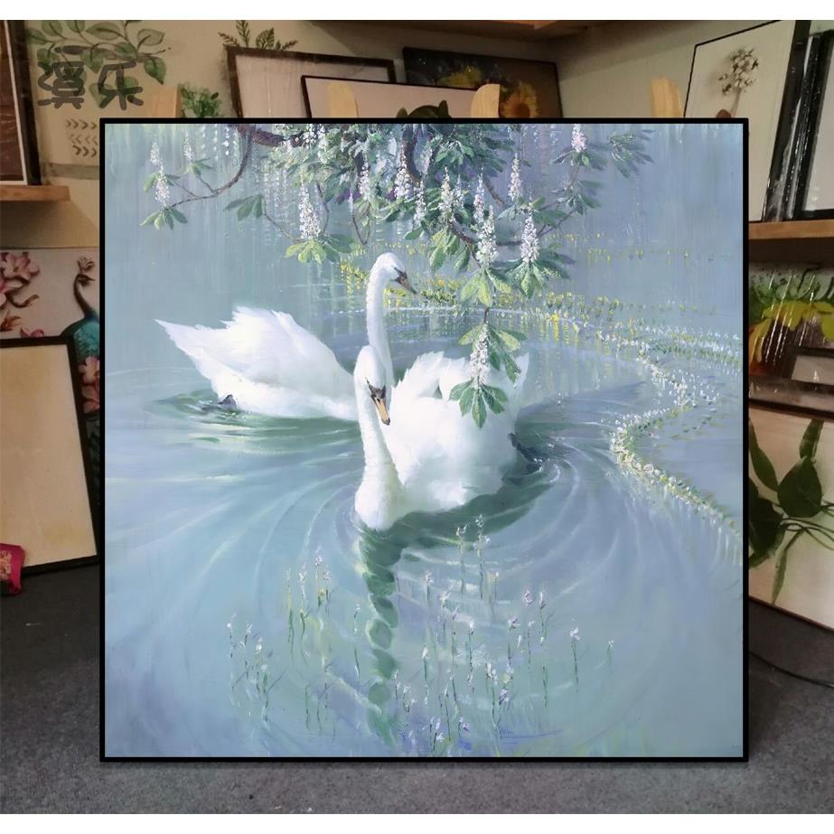 现代轻奢玄关装饰画白天鹅动物个性艺术客厅沙发背景墙壁竖版挂画图片