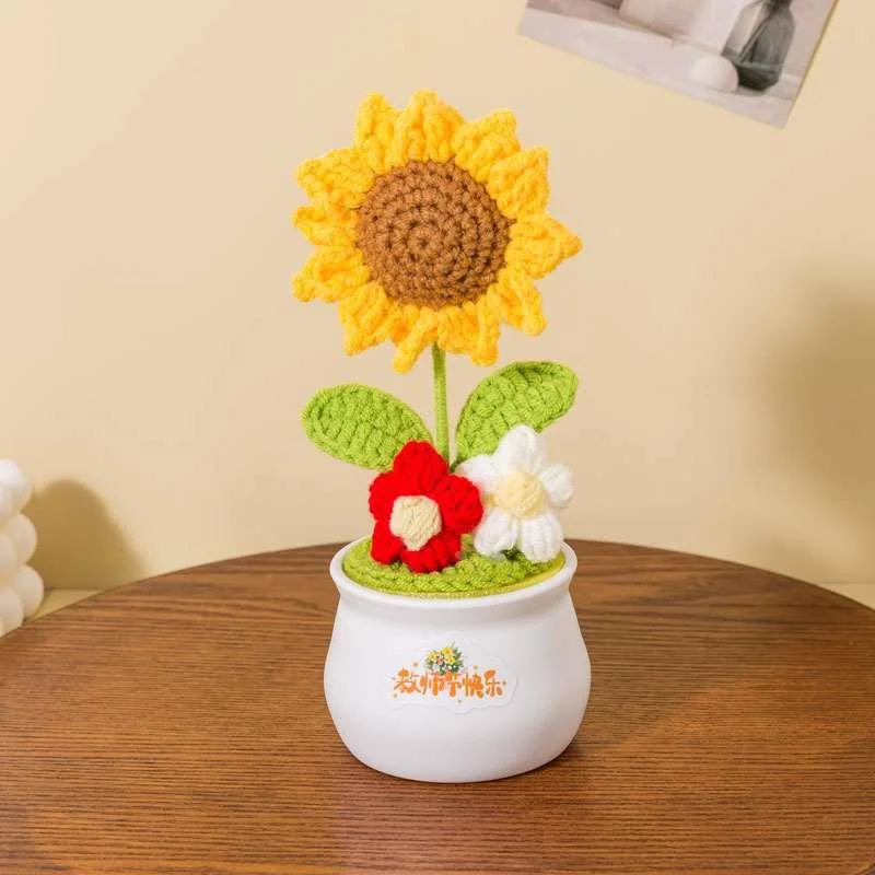 教师节礼物幼儿园送男女老师向日葵盆栽花束手工diy高档摆件新品