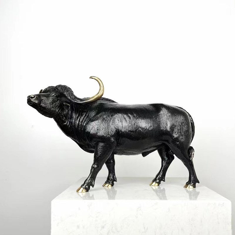 现代简约b金属动物摆件铜牛软装饰品摆设样板间书房客厅办公室犀