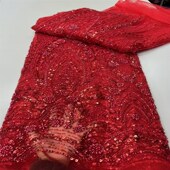 新款 重工珠管米珠亮片绣花布料网纱蕾丝时尚 婚纱礼S服舞台服lace