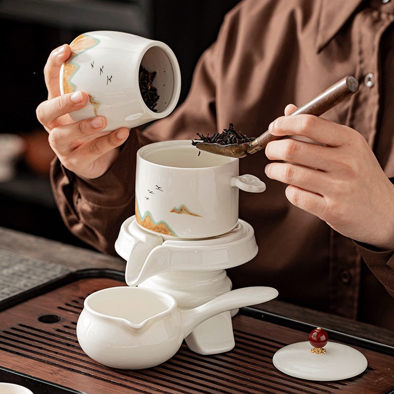 羊脂玉白瓷茶具套装家用中式办公泡茶盖碗茶壶喝S茶杯整套高档礼