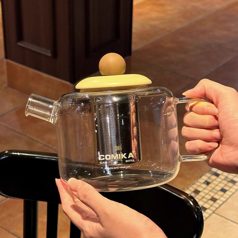 comika口咔k元气水壶耐高温大容量高颜值泡冷花茶漏养生高硼硅玻