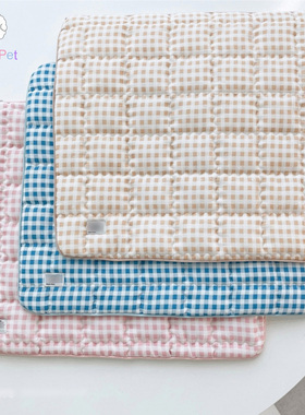 Lazy Petn韩国宠物猫狗春夏简约格纹清凉透气柔软降温冰垫