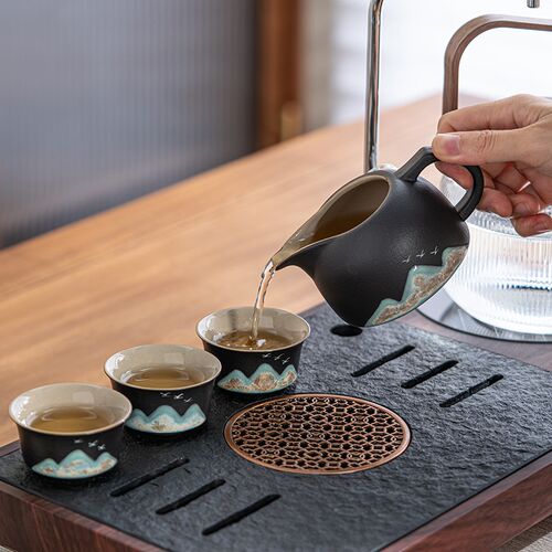 黑陶茶具套装全自动一体茶盘家用20D24新款茶台烧水壶茶台茶海小