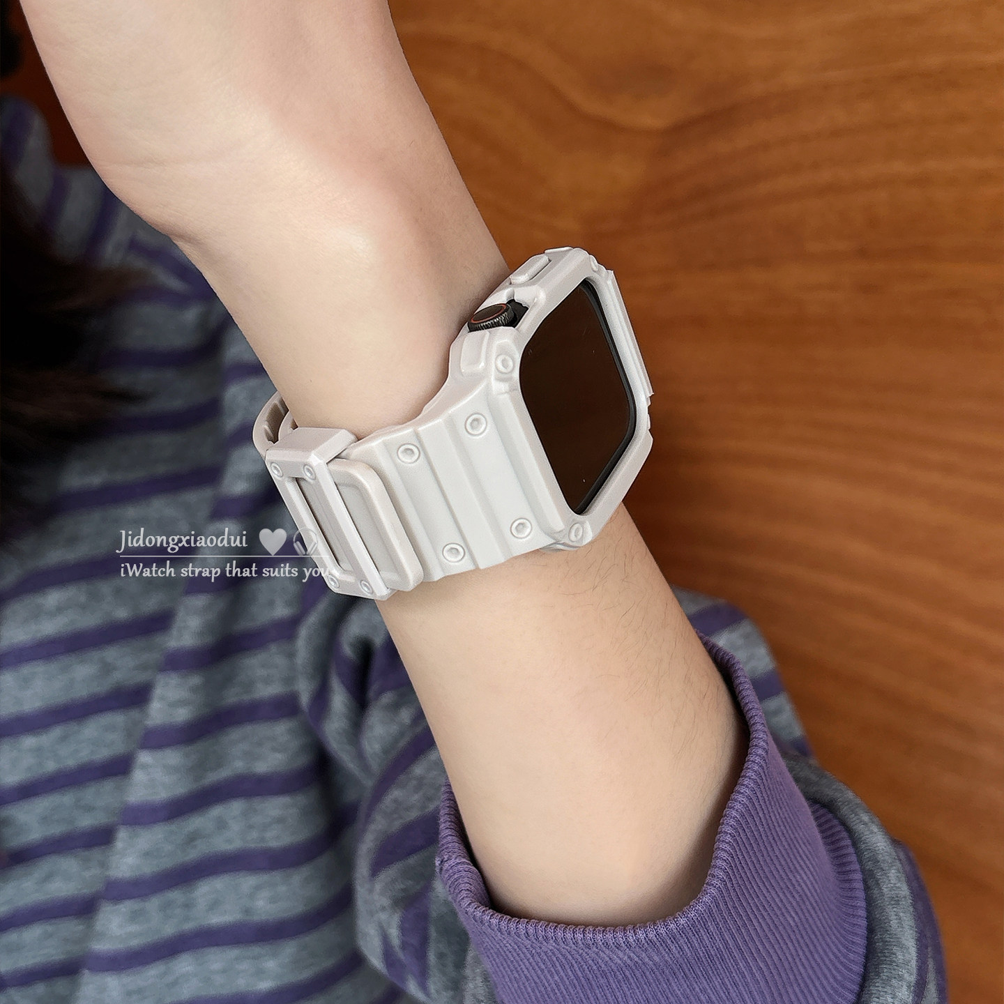 适用applewatchS11/10夏日冰川一体式保护壳表带苹果手表ultra3/2情侣iwatch9/8/7/6新款运动透气SE小众腕带