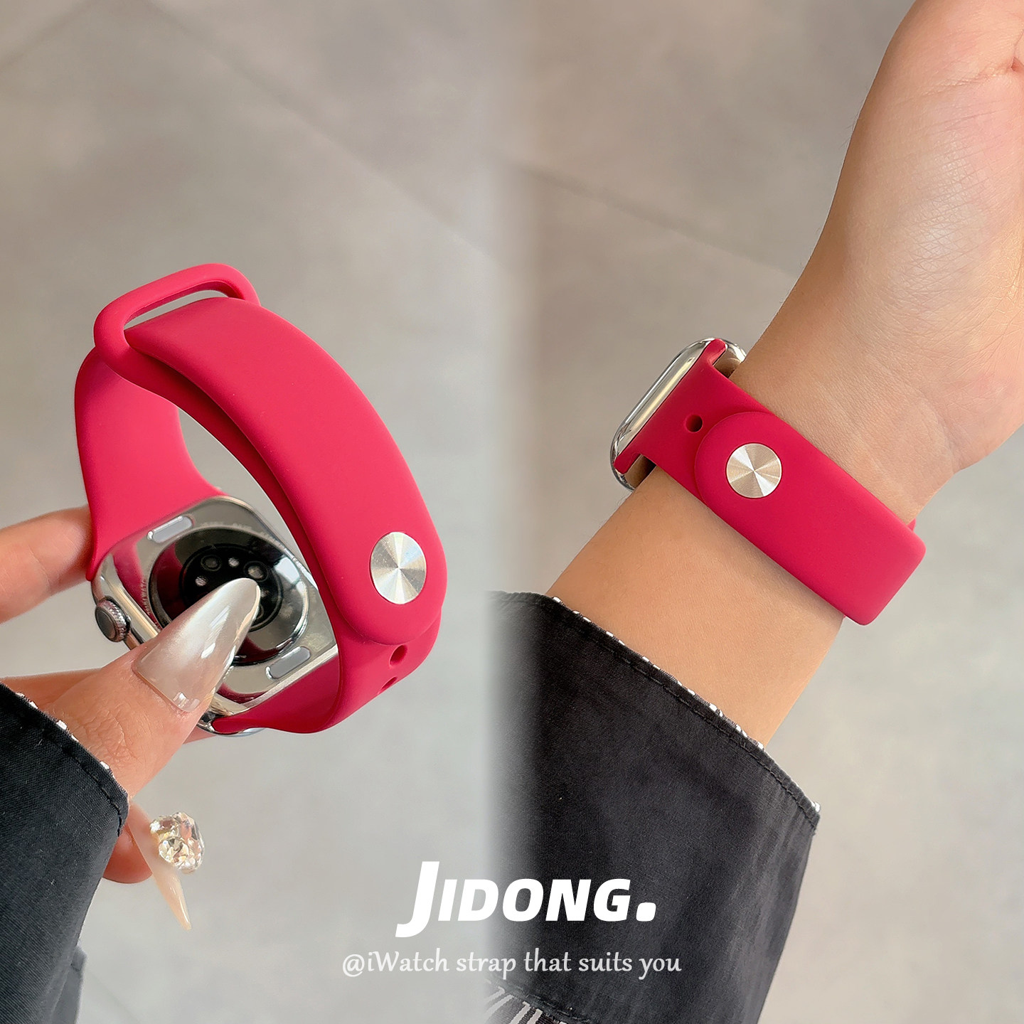 适用applewatchS11/10小蛮腰纯色硅胶表带苹果手表ultra3/2男女款情侣iwatch9/8/7/6新款夏天透气SE小众腕带