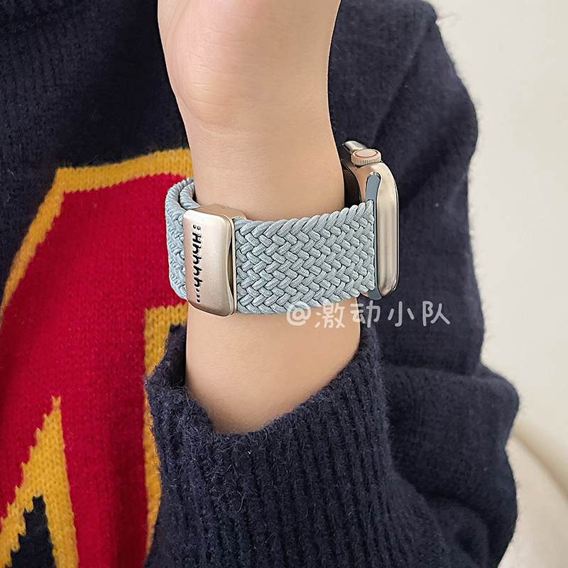 适用iwatch10表带S9苹果S10手表9可爱卡通HAHAS8磁吸Applewatch8弹力S7表带SE运动7尼龙ultra女watchs腕带7男