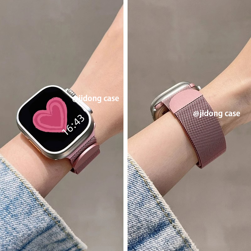 适用iwatch10表带苹果S10手表applewatch9玫瑰金米兰尼斯S9女S8新款S7腕带8磁吸扣SE高级7小众S6创意ultra男
