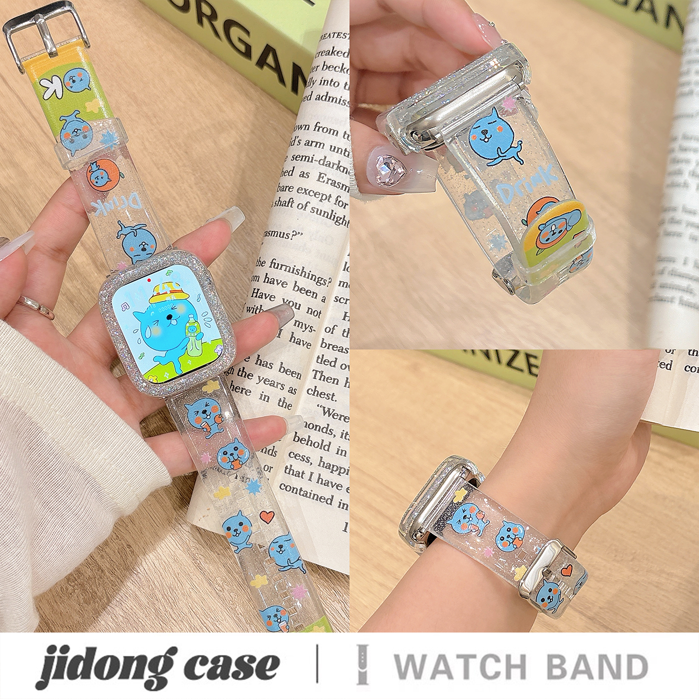 适用iwatch10苹果手表applewatch9表带s10可爱卡通酷儿s8透明表壳s7硅胶Ultra2新款45SE超火s6女款S9闺蜜小众
