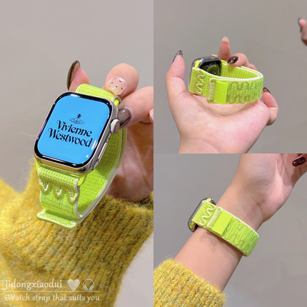 适用applewatchS11/10NK魔术贴尼龙编织回环表带苹果手表ultra3/2男女情侣iwatch9/8/7/6新款运动透气SE腕带