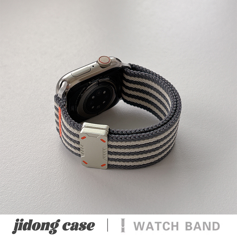 适用iwatch10苹果手表applewatch9表带s10潮酷机甲工装尼龙编织s8s7磁吸Ultra2新款45SE纯色s6男女S9中性小众