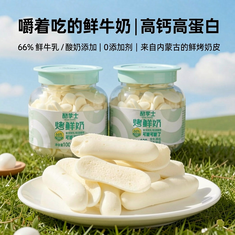 高钙牛奶脆内蒙古烤酸奶特产高钙高蛋白烤奶皮奶干儿童零食烤牛奶