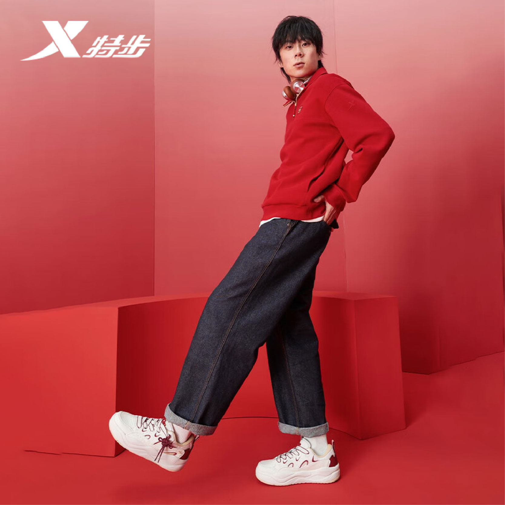 特步征程CNY情侣板鞋2026春季