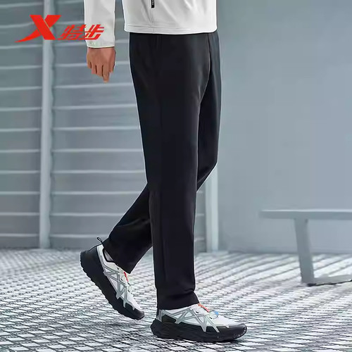特步加绒运动裤2024冬季新款针织直筒保暖运动长裤男976429630181