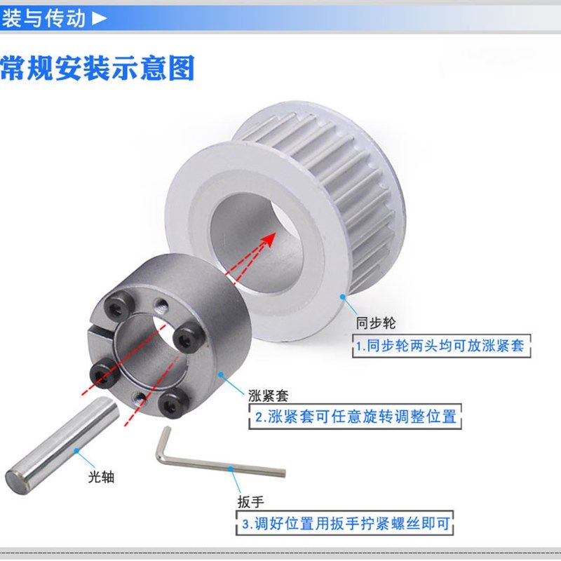 8M52齿 齿宽27/32 免键涨紧轮 L精加工标准选孔同步带轮