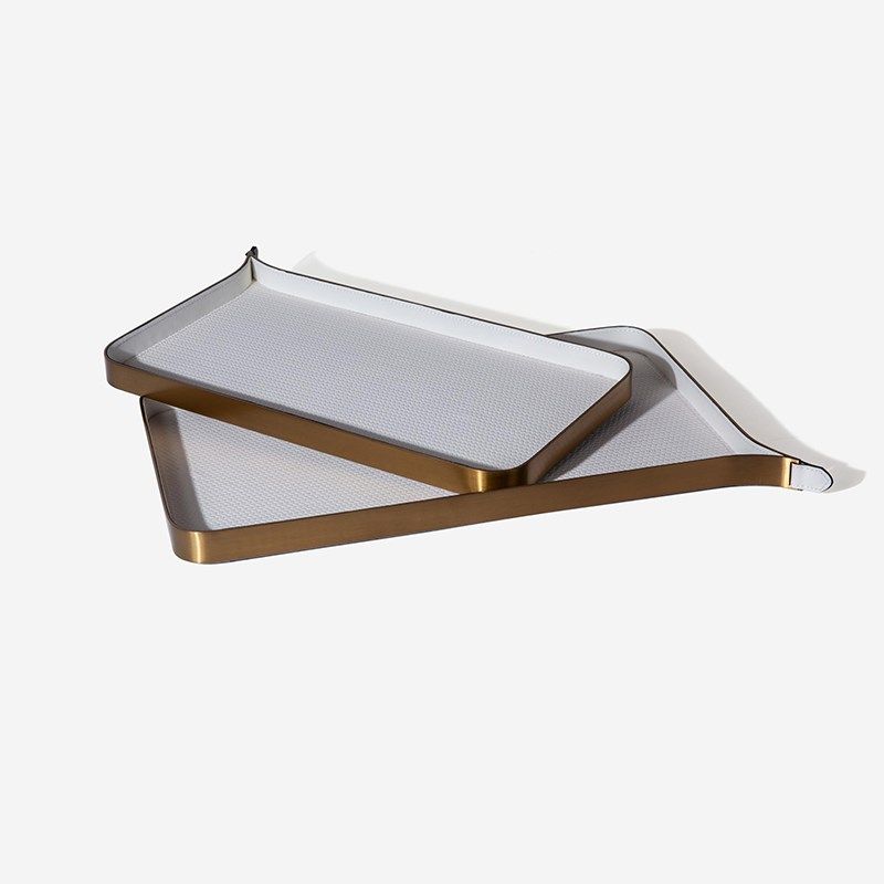 现代轻奢皮c质金属创意托盘样板间售楼处客厅餐厅茶几桌面收纳摆,家居饰品,装饰摆件,淘宝优惠券,粉丝福利购,淘宝优惠卷