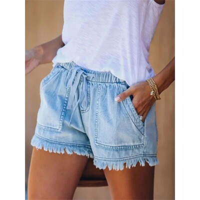高腰松紧流苏短裤女不易变形