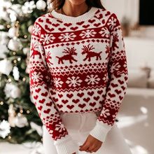 Christmas snowflake long sleeved sweater休闲圣诞雪花长袖毛衣