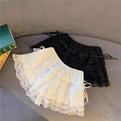 Solid color lace cake puffy pants skirt 纯色蕾丝蛋糕蓬蓬裤裙