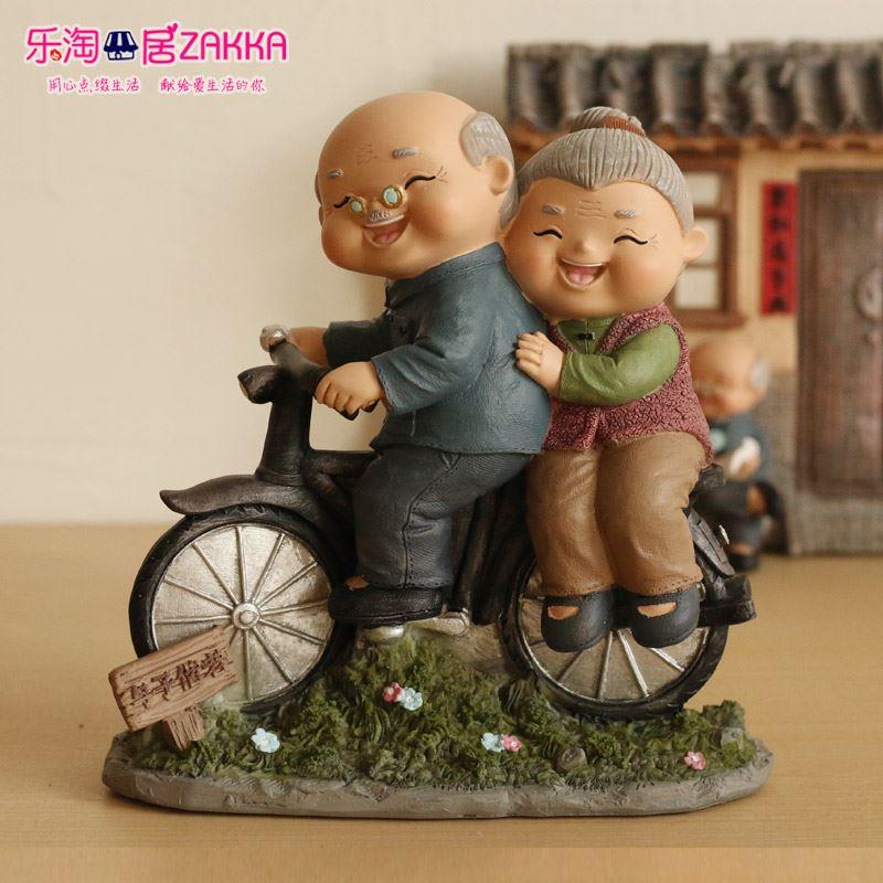 创意幸福老人老头老太太家居装饰摆件恩爱公婆闺蜜结婚纪念日礼物