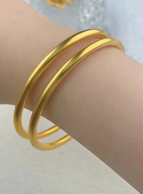 古法传承金包银素圈实心闭口手镯