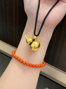 金包银葫芦吊坠古法福禄挂坠福字