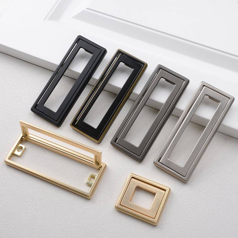 抽屉拉环隐形平板暗拉手榻榻米免打孔轻奢折叠隐藏把手明装平拉扣