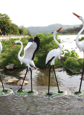 极速户外仿真白鹭玻璃钢别u墅花园动物仙鹤雕塑水池塘鸟类造景装