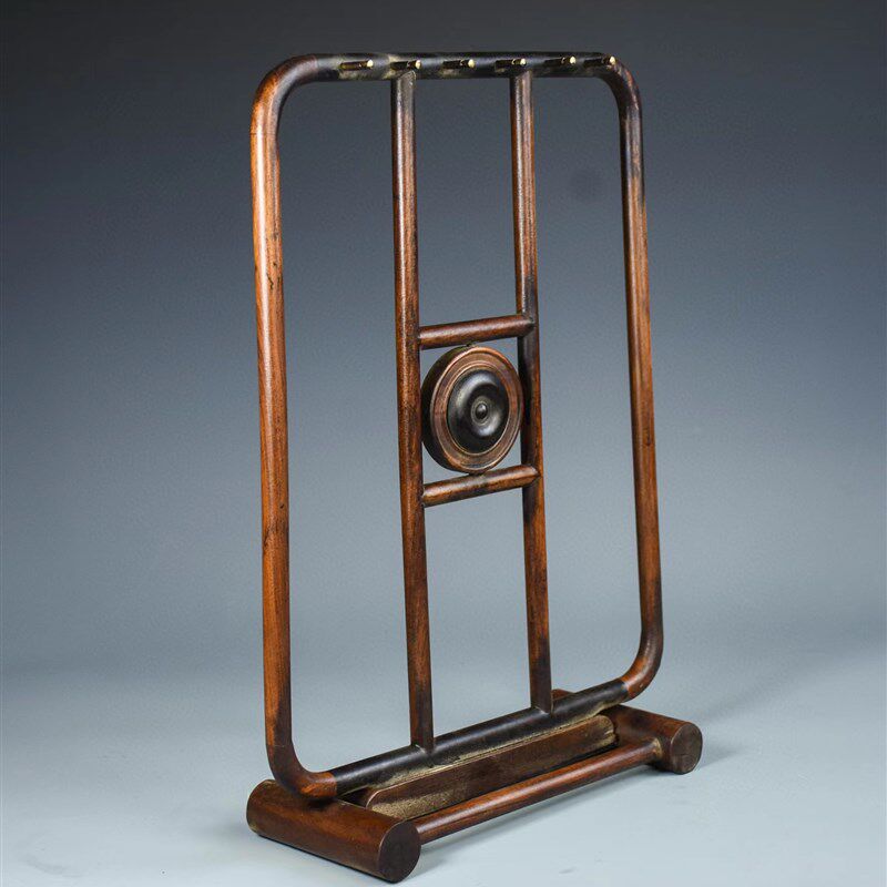 古玩古董老货红木实木花梨木镶z铜毛笔挂搁酸枝木笔架笔搁文房用